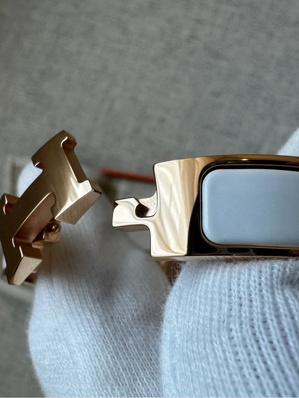 Hermes Clic H bracelet Blanc Rosegold PM